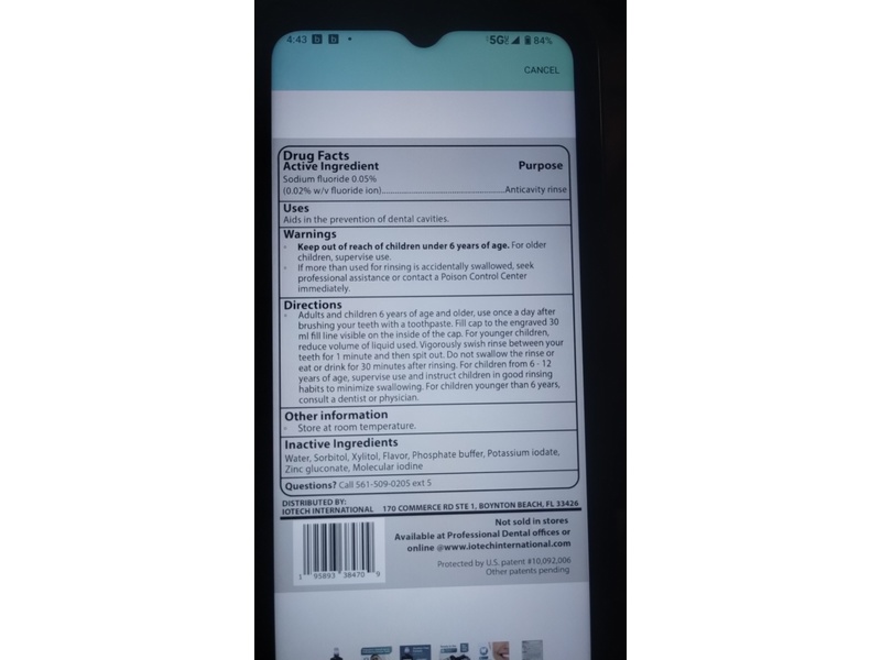 ioRinse AC Anticavity Fluoride Mouth Rinse, Mint Flavor, 33.8 fl oz/1 L