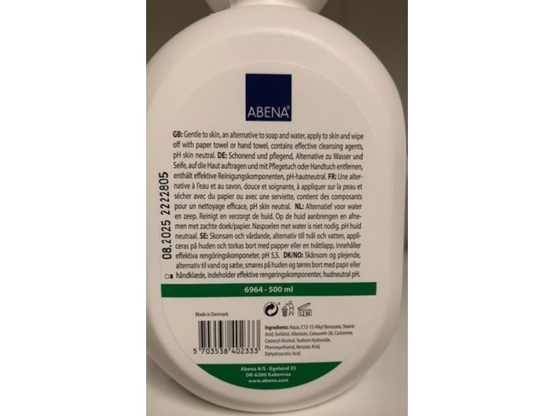 Abena Washing Lotion, No Colorants Or Perfume, 500 mL