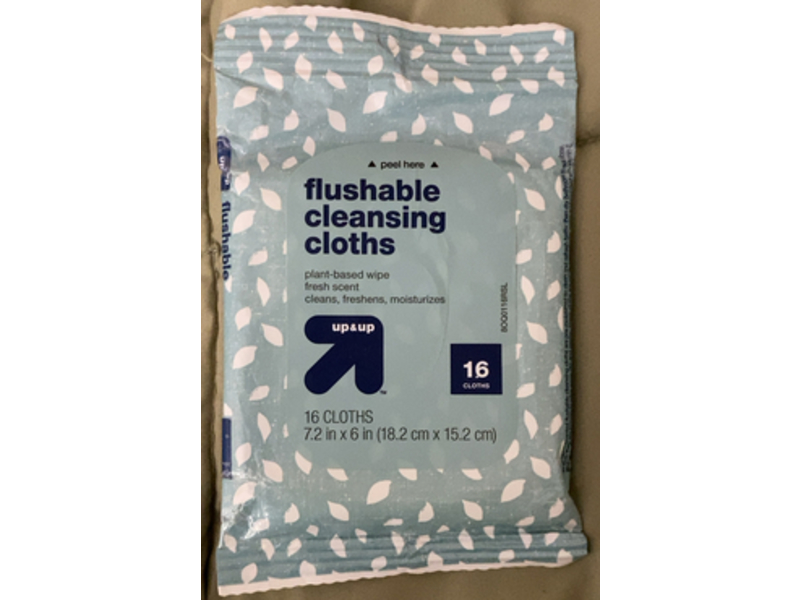 Up & Up Flushable Cleansing Cloths, Fresh Scent, 16 Count, Pack Of 2