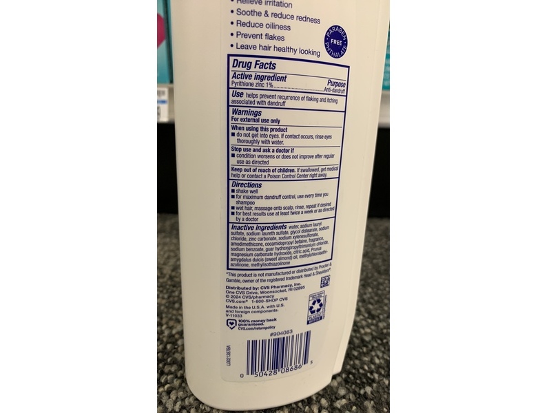 CVS Health 2-In-1 Dry Scalp Dandruff Shampoo & Conditioner, Pyrithione Zinc, 20.7 fl oz/612 mL