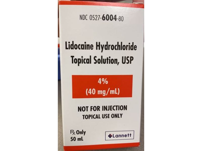 Lidocaine Hydrochloride Topical Solution, USP 4%, 50 mL Lannett (RX)