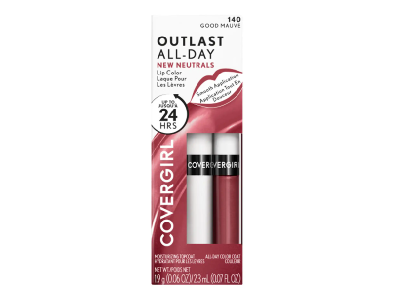 CoverGirl Outlast All-Day Lip Color Topcoat, 140 Good Mauve, 0.06 oz/2.3 mL