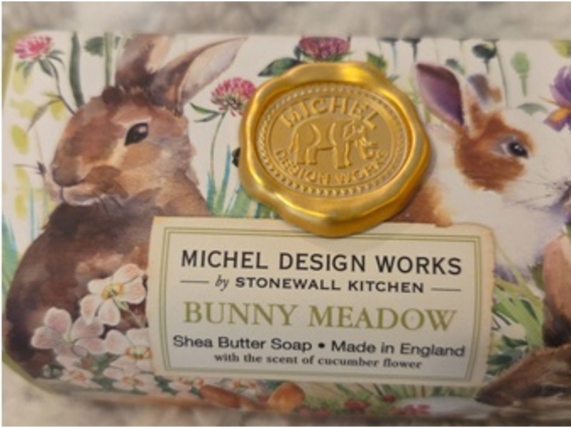 Michel Design Works Shea Butter Soap Bar, Bunny Meadow, Cucumber Flower, 8.7 oz/246 g