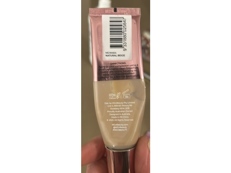 MCoBeauty Miracle Flawless Skin Liquid Foundation, Natural Beige, 1.01 fl oz/30 mL