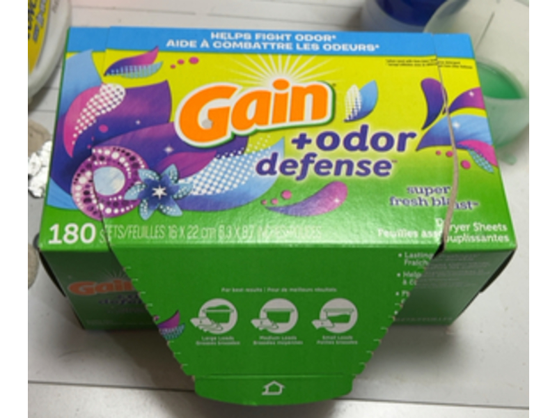 Gain + Odor Defense Dryer Sheets, Super Fresh Blast, 180 Count