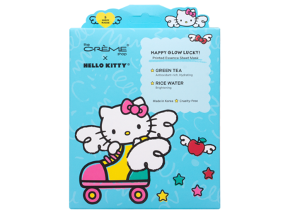 The Creme Shop x Hello Kitty Happy Glow Lucky Sheet Mask, Green Tea + Rice Water, 1 Count