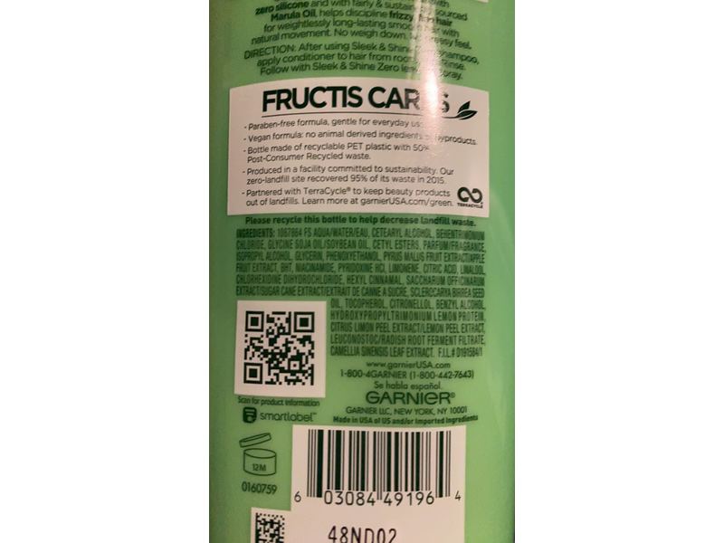 Garnier Fructis Sleek & Shine Zero Conditioner, 12 fl oz/354 mL