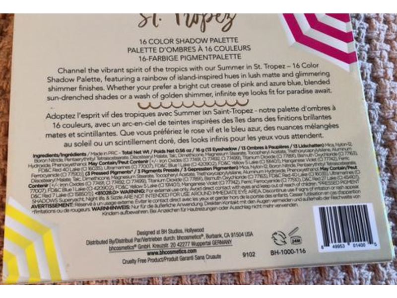 Bh Cosmetics Eyeshadow Palette, Summer In St. Tropez, 0.56 oz/16 g