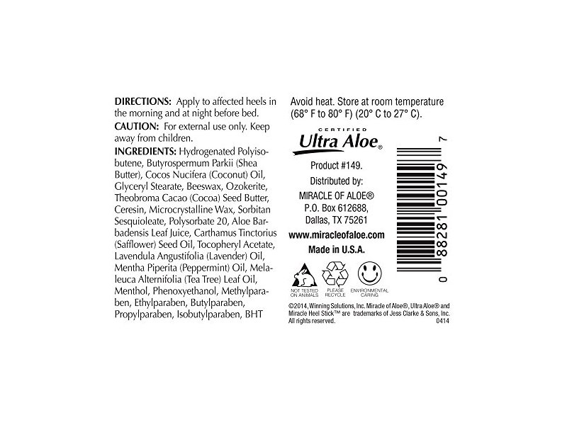 Miracle of Aloe Miracle Heel Stick with Ultra Aloe, 2.5 ounce