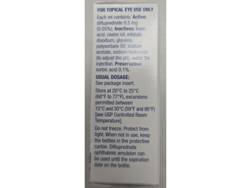 Difluprednate Ophthalmic Emulsion 0.05%, 5 mL, Sandoz (Rx)