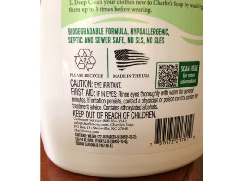 Charlie’s Soap Laundry Liquid, 100 Loads, 75 fl oz/2.22 L