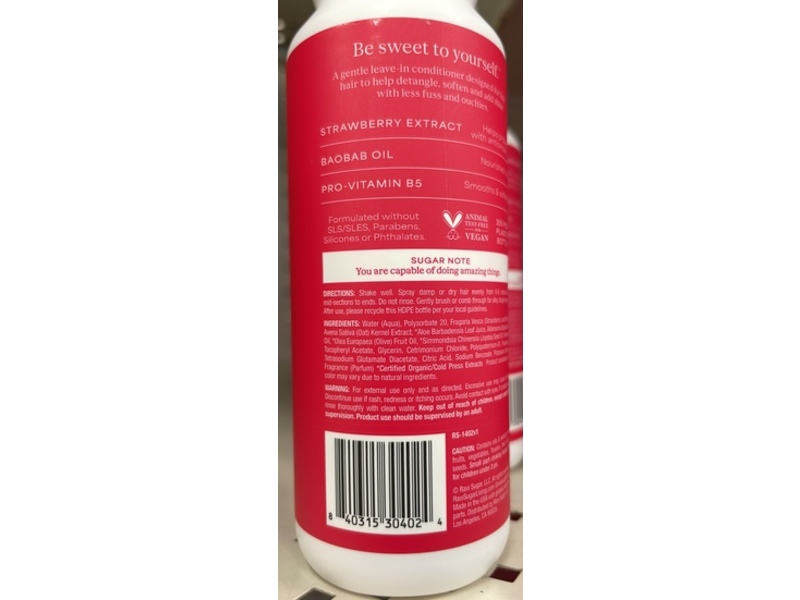 Raw Sugar Kids Detangler & Leave-In Conditioner, Strawberry Oat Milk, 6 fl oz/177 mL