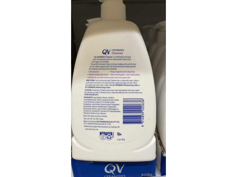 QV Ceramides Face & Body Cleanser, 350 mL