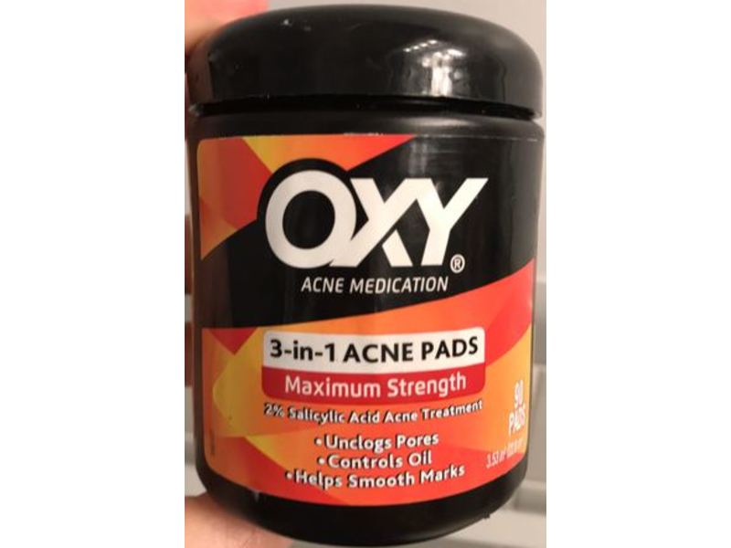Oxy Acne Medication 3-In-1 Acne Pads, Maximum Strength, 90 Count