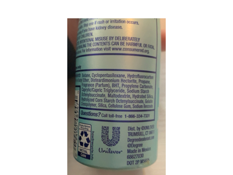 Degree Black + White Antiperspirant Deodorant, Pure Rain, 3.8 oz/107 g