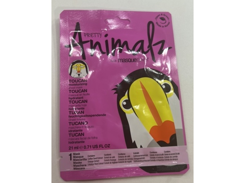Masque Bar Pretty Animal Face Mask, Toucan, 0.71 fl oz/21 mL, 1 Count