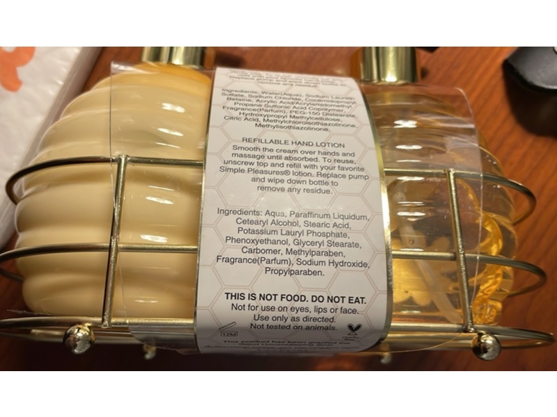 Simple Pleasures Hand Lotion & Hand Soap Set, Beehive Caddy, 16.9 fl oz/500 mL