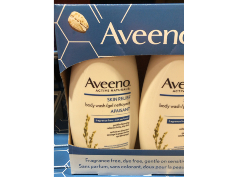 Aveeno Active Naturals Skin Relief Body Wash Set, Fragrance Free, 18 fl oz, 3 Count
