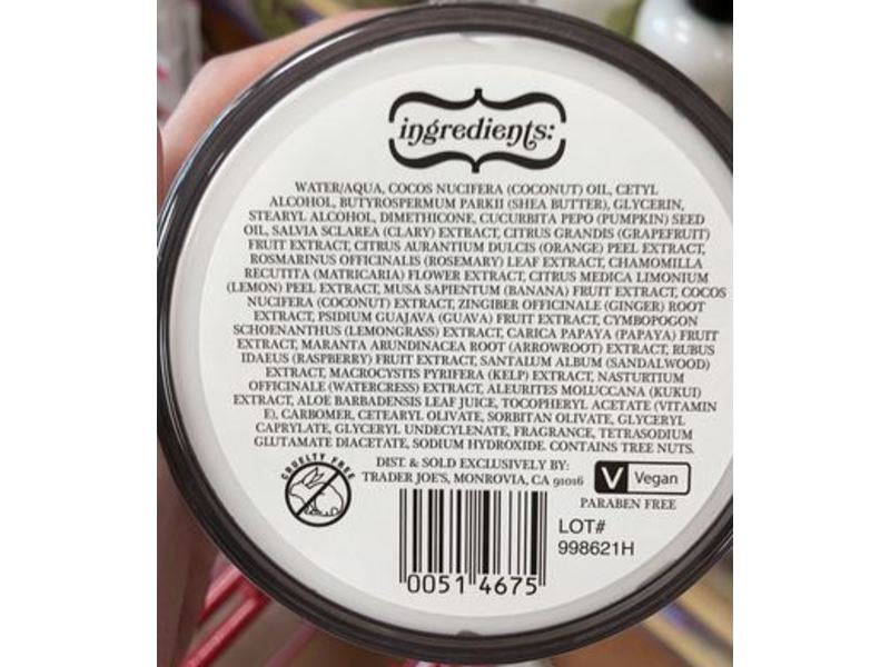 Trader Joe's Pumpkin Body Butter, Coconut Oil, Shea Butter & Pumpkin Seed Oil, 8 oz/227 g