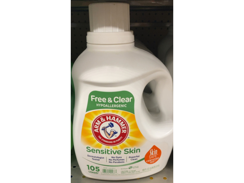 Arm & Hammer Liquid Laundry Detergent, Free & Clear, 105 Loads, 105 fl oz/3.10 L