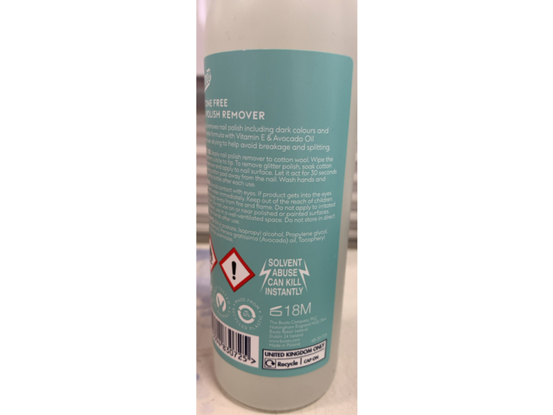 Boots Acetone Free Nail Polish Remover, 6.7 fl oz/200 mL