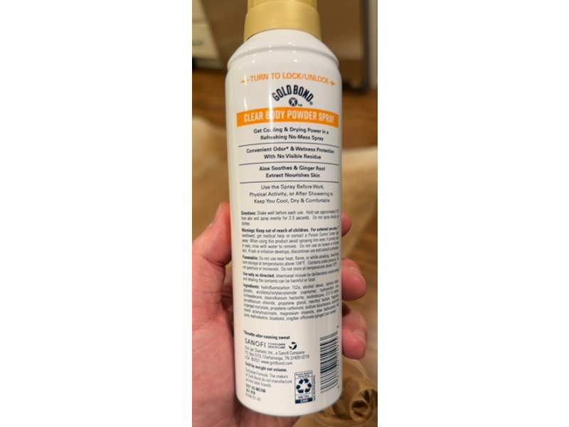 Gold Bond Clear Body Powder Spray, Clean Scent, 7 oz/198 g