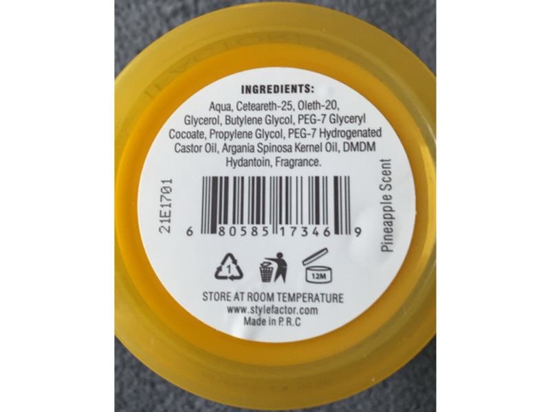 Style Factor Edge Booster Strong Hold Water Based Pomade, Pineapple Scent, 3.38 oz