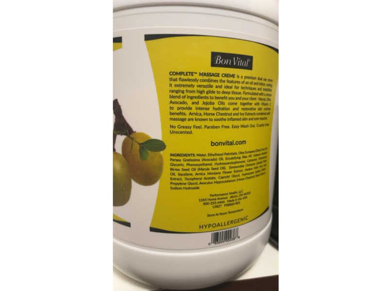 Bon Vital Complete Massage Creme, Marula Oil + Arnica Extract, 3.78 L