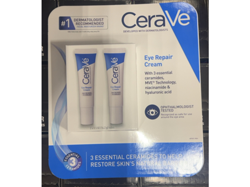 CeraVe Eye Repair Cream, Niacinamide & Hyaluronic Acid, 0.5 oz/14.2 g, 2 Count