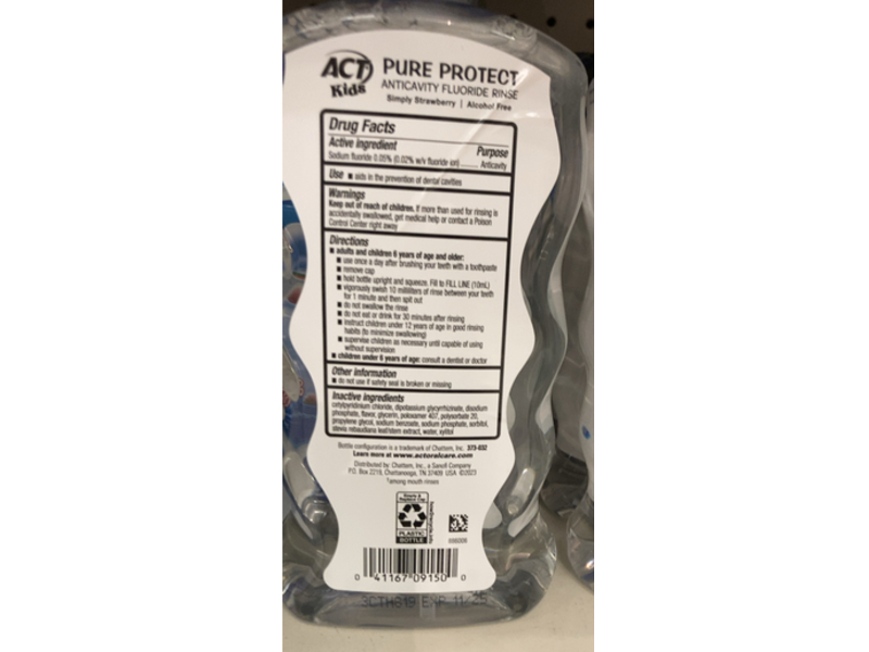 Act Kids Pure Protect Rinse, Simply Strawberry, 16.9 fl oz/500 mL
