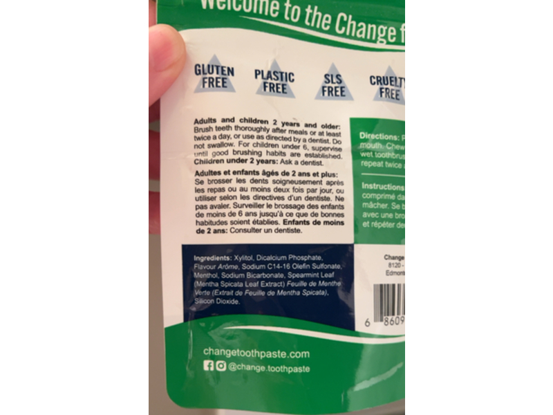 Change Toothpaste Tablets, Spearmint, 195 Count
