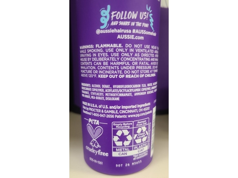 Aussie Instant Freeze Hair Spray, Maximum Hold 4, 10 oz/283 g, Pack Of 3