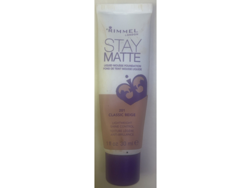 Rimmel London Stay Matte Liquid Mousse Foundation, 201 Classic Beige, 1 fl oz/30mL