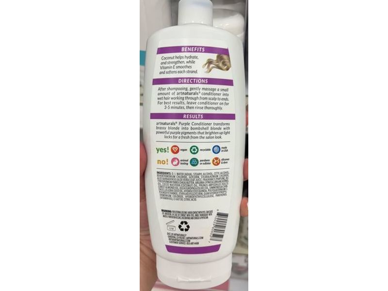 Artnaturals Purple Conditioner, Color Enhancing + Blonde Formula, Brass Free, 16 fl oz/473 mL