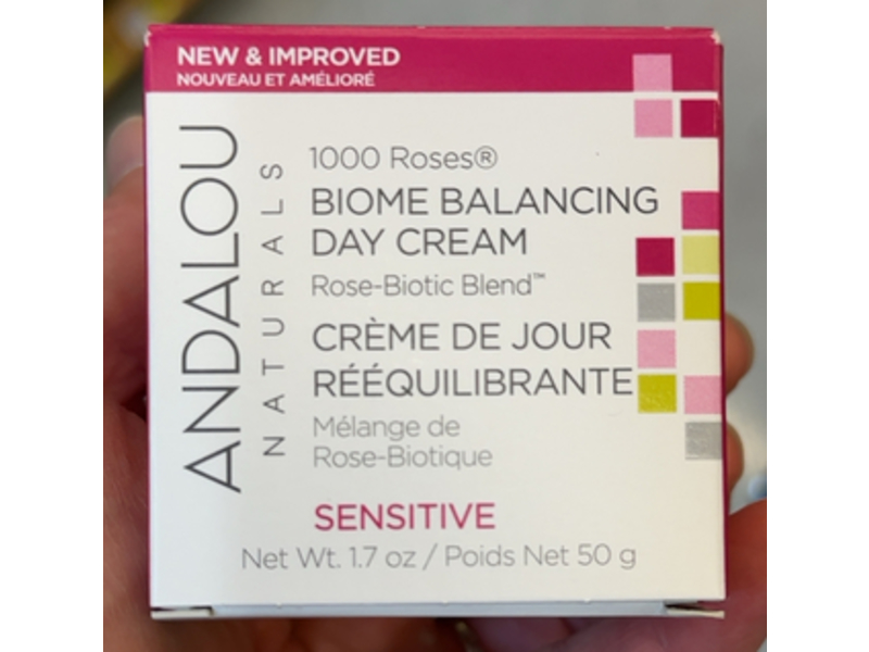 Andalou Naturals Biome Balancing Day Cream, 1000 Rose, 1.7 oz/50 g