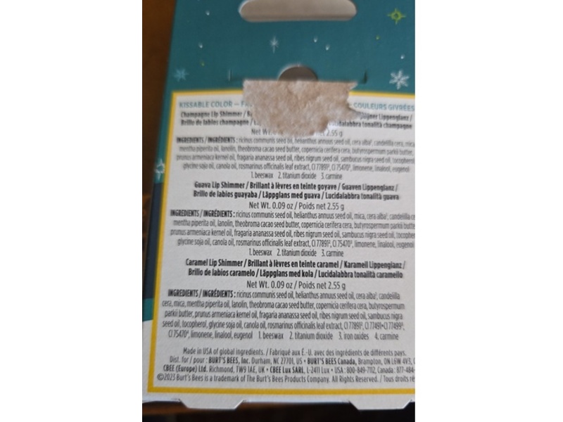 Burt's Bees Kissable Color Lip Shimmer Set, The Frosty Collection, 0.09 oz/2.55 g