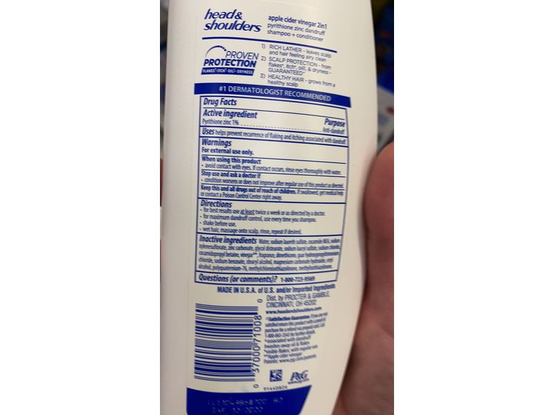 Head & Shoulders 2 In 1 Shampoo + Conditioner, Apple Cider Vinegar, 13.5 fl oz/400 mL
