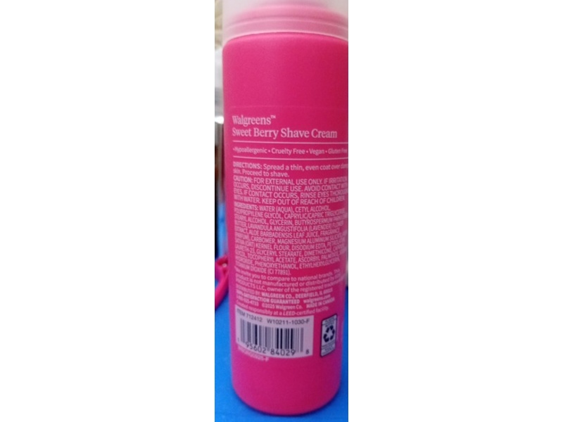 Walgreens Shave Cream, Sweet Berry, 7 fl oz/207 mL