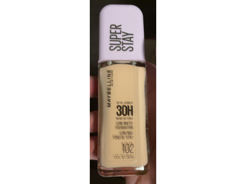 Maybelline New York Super Stay Lumi-Matte Foundation, 102, 1.0 fl oz/30 mL