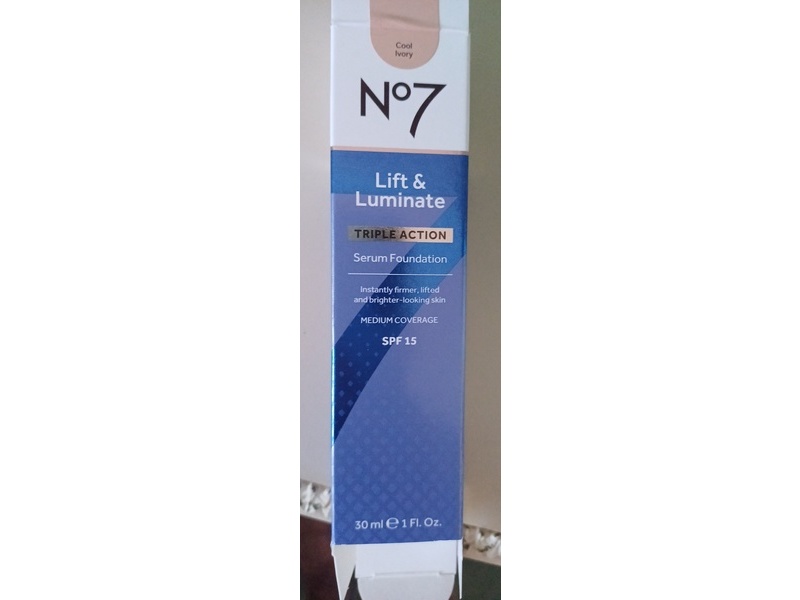 No7 Lift & Luminate Triple Action Serum Foundation, SPF 15, Cool Ivory, 1 fl oz/30 mL