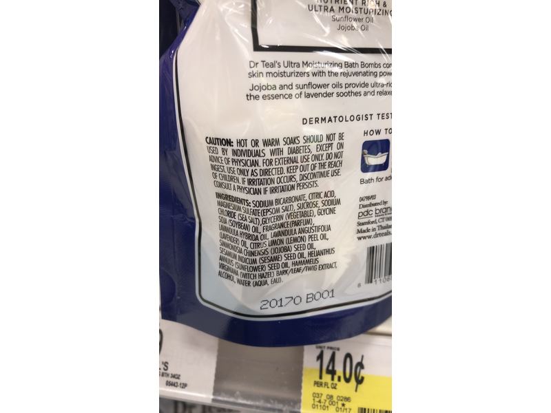 Dr Teal's Ultra Moisturizing Bath Bomb, Lavender, 1.6 oz/45 g