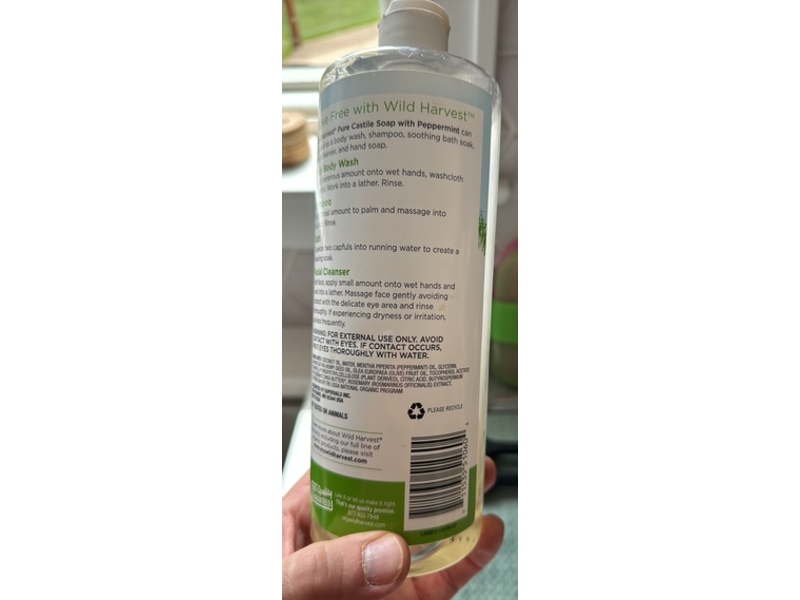 Wild Harvest Pure Castile Soap, Peppermint, 32 fl oz/946 mL