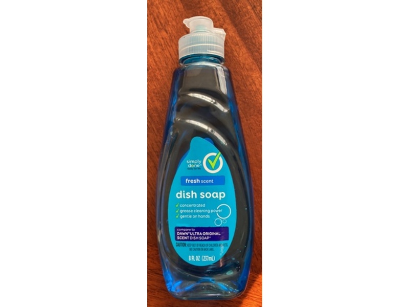 Simply Done Dish Soap, Fresh Scent, 8 fl oz/237 mL
