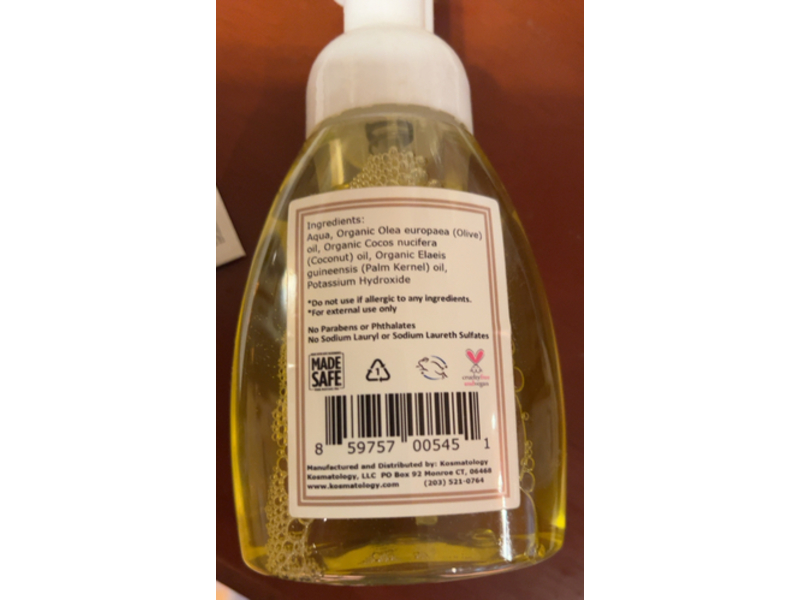 Kosmatology Unscented Foaming Hand Soap, Free & Clear, 8.5 fl oz