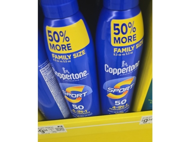 Coppertone Sport 4-In-1 Performance Sunscreen Spray, SPF 50, 5.5 oz/156 g, Pack Of 3