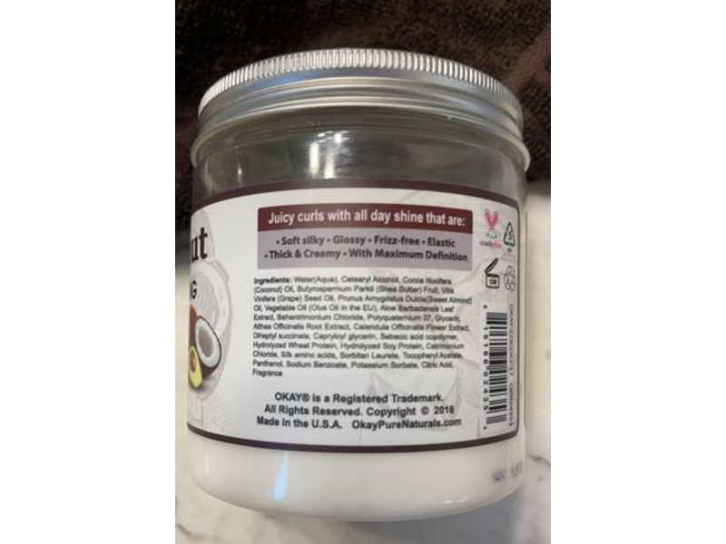 Okay Coconut Anti Frizz Detangling Hair Smoothie, 17 oz/484 g