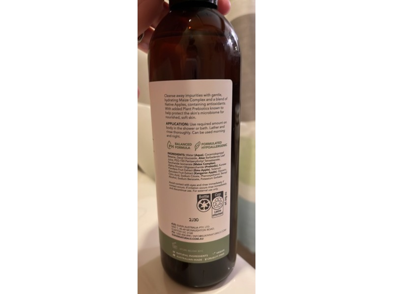 Sukin Skin Relief Body Wash, 16.91 fl oz/500 mL