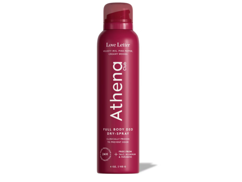 Athena Club Full Body Deo Dry-Spray, Love Letter, 4 oz/113 g