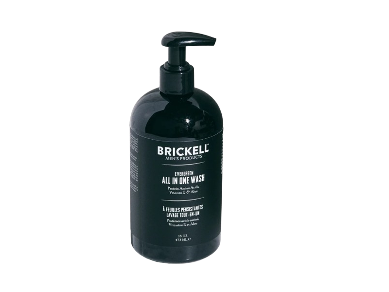 Brickell Men's All In One Wash, Evergreen, 10 oz/475 mL