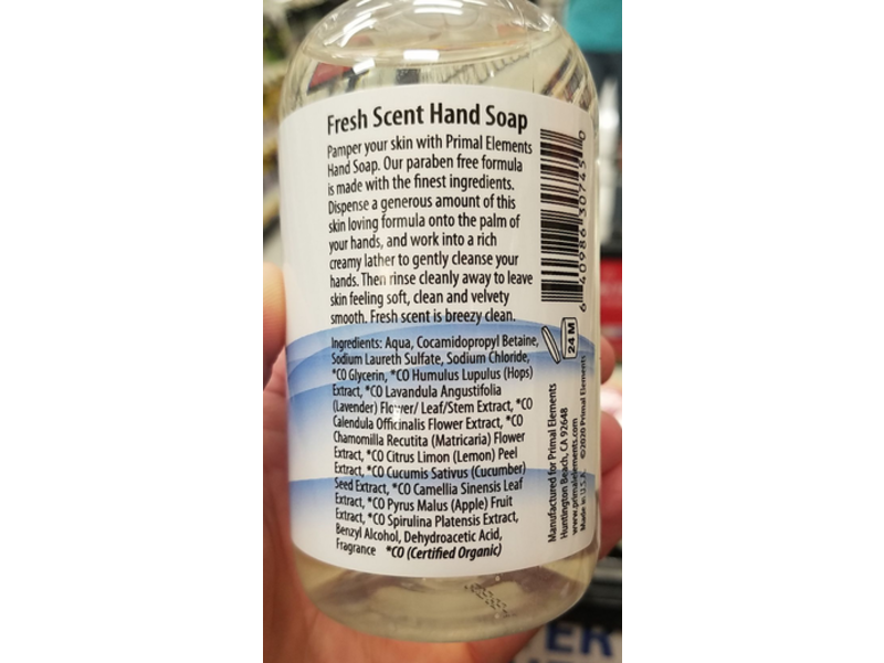 Primal Elements Hand Soap, Fresh Scent, 8 fl oz/227 mL